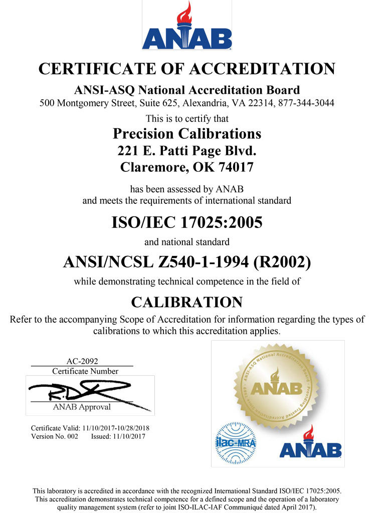 Scope - Precision Calibrations